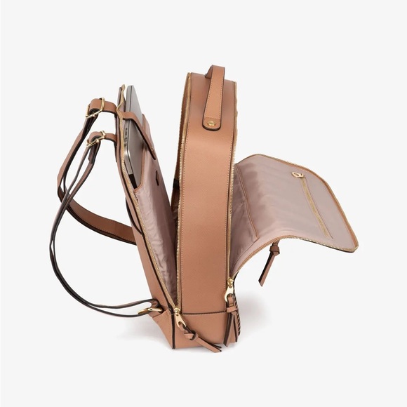 Calpak kaya 15 inch laptop backpack bag luggage travel braided detail caramel - Picture 3 of 12